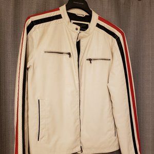 Wilson Leather Jacket White with Red/Black Size M
